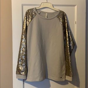 NWT silver/champagne sequined sweatshirt.